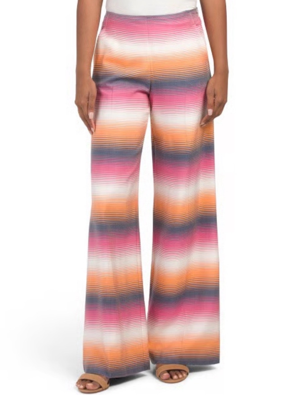 Trina Turk Kern Stripe Serape Print Wide Leg Pants